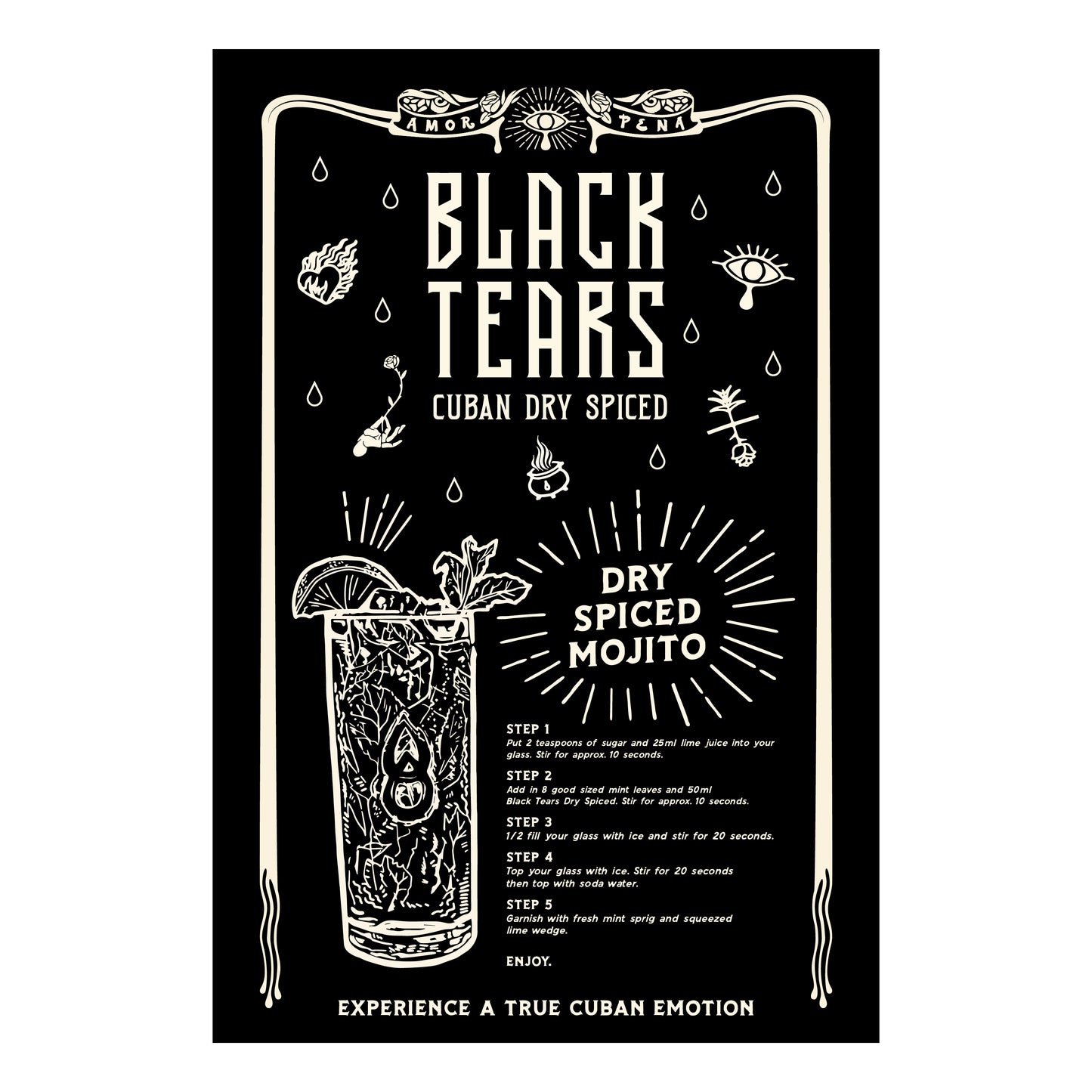 TEA TOWEL: BLACK TEARS DRY SPICED RUM